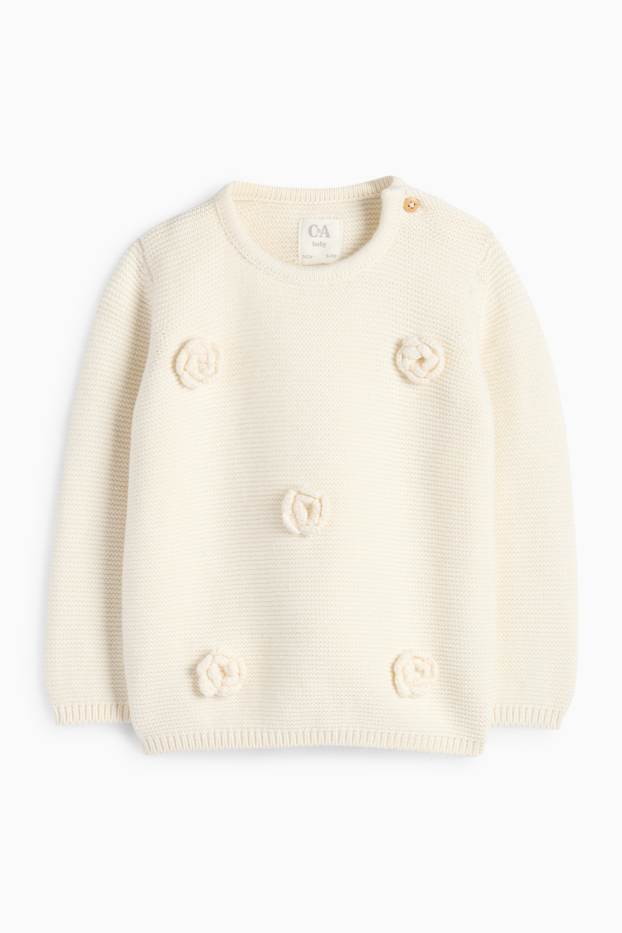 Neonate - Motivo fiorellini - completo neonate - 2 pezzi - bianco crema