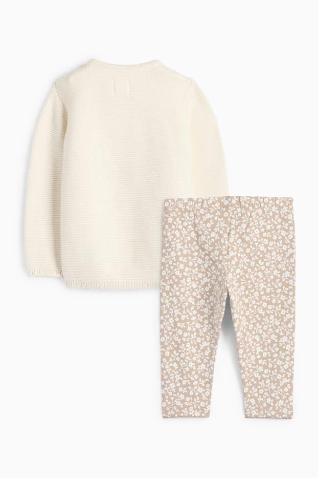 Neonate - Motivo fiorellini - completo neonate - 2 pezzi - bianco crema