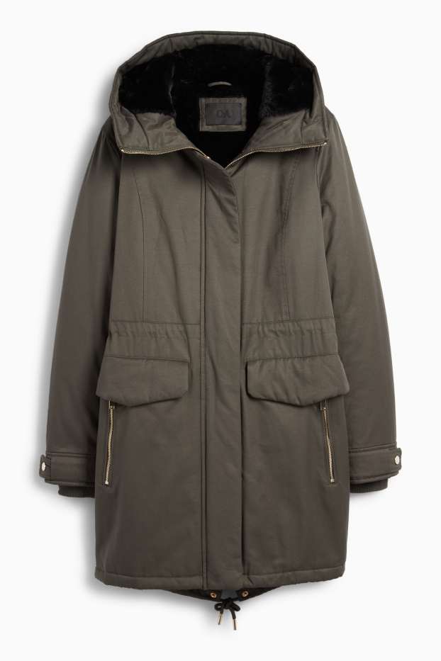 Women - Parka with hood - lined - green