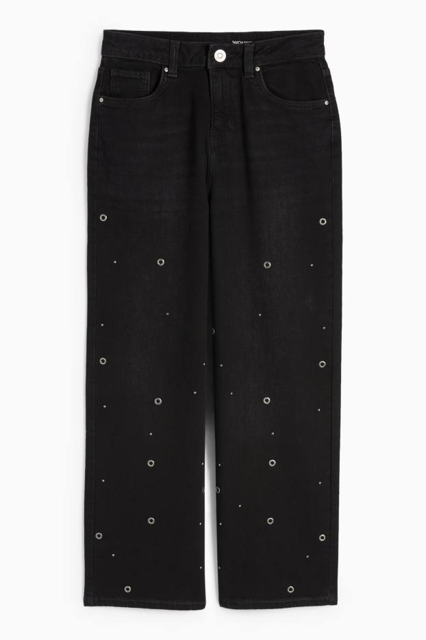 Kinderen: meisjes - Wide leg jeans - jeansdonkergrijs