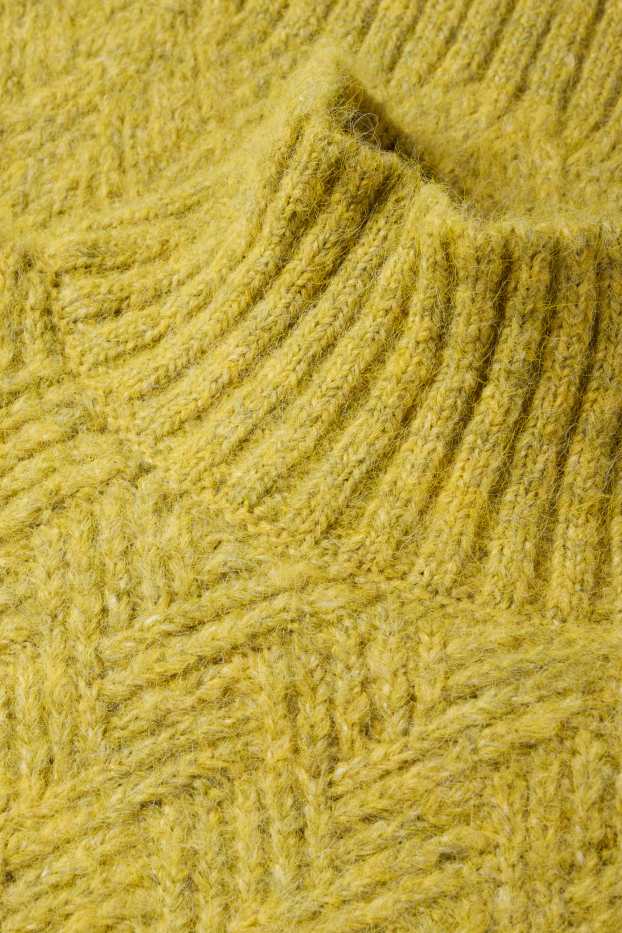 Damen - Pullover - strukturiert - senfgelb