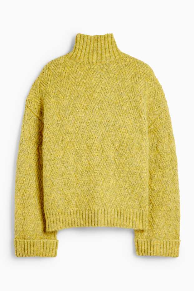 Damen - Pullover - strukturiert - senfgelb