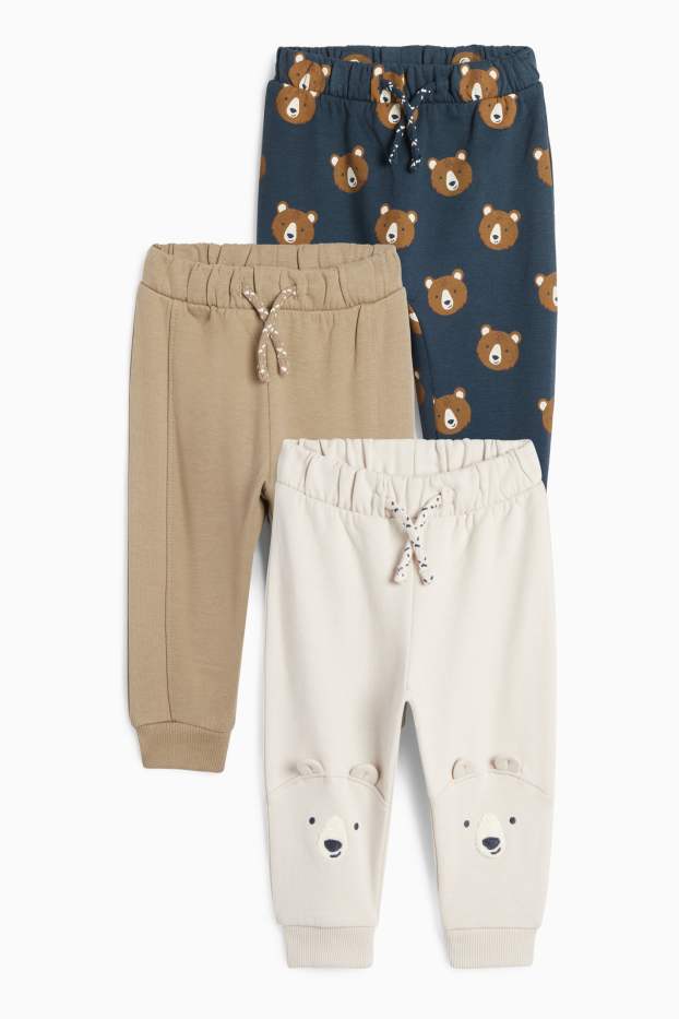 Bébés garçons - Lot de 3 - oursons - pantalons de jogging bébé - beige
