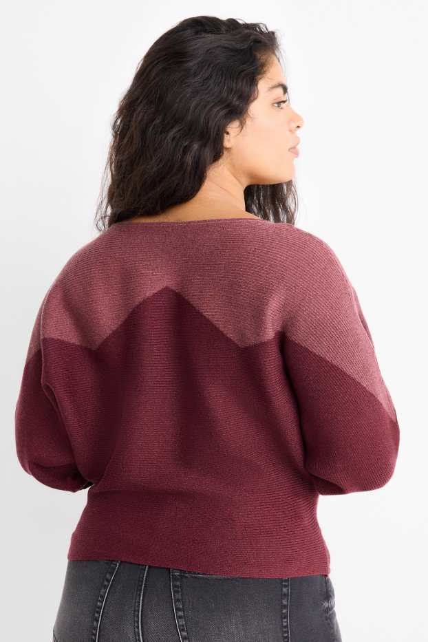 Mujer - Jersey - de canalé - burdeos