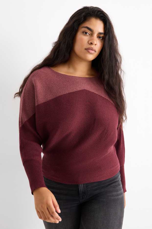 Mujer - Jersey - de canalé - burdeos