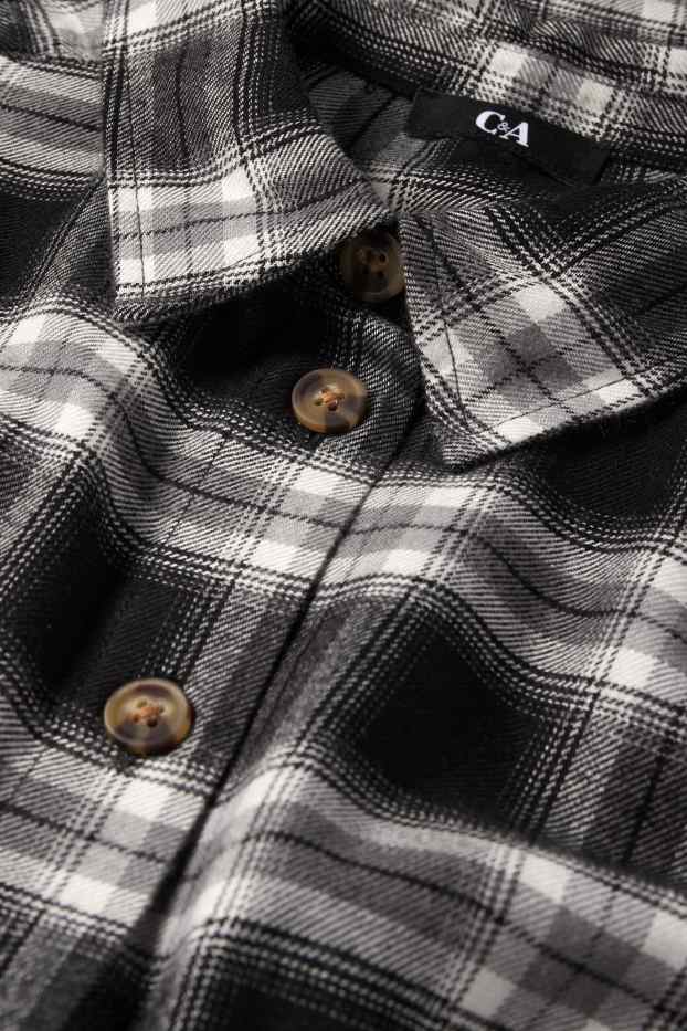 Damen - Bluse - kariert - schwarz / grau
