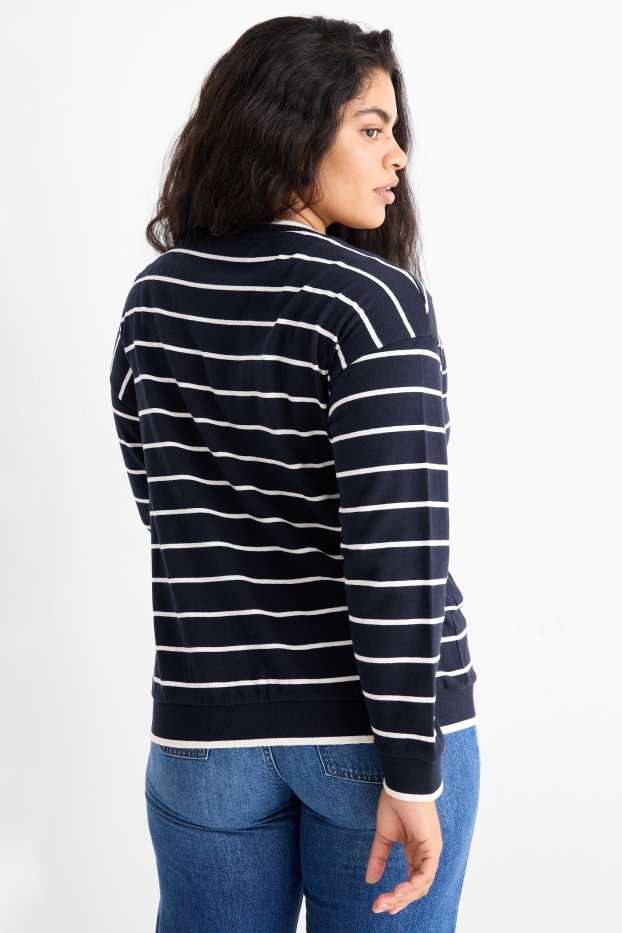 Women - Cardigan - striped - dark blue