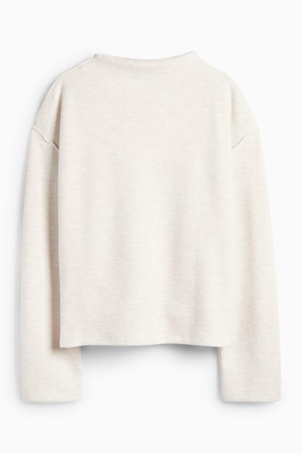 Damen - Sweatshirt - gerippt - weiß-melange