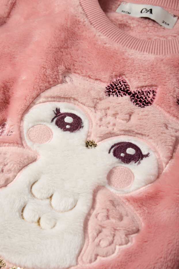 Children Girls - Owl - sweatshirt - rose
