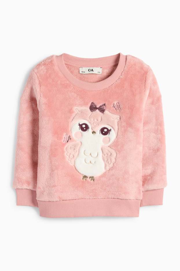 Children Girls - Owl - sweatshirt - rose