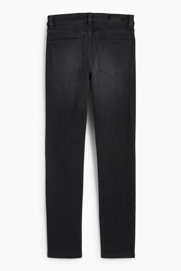 Femei - Slim jeans - talie medie - jog denim - denim-gri închis