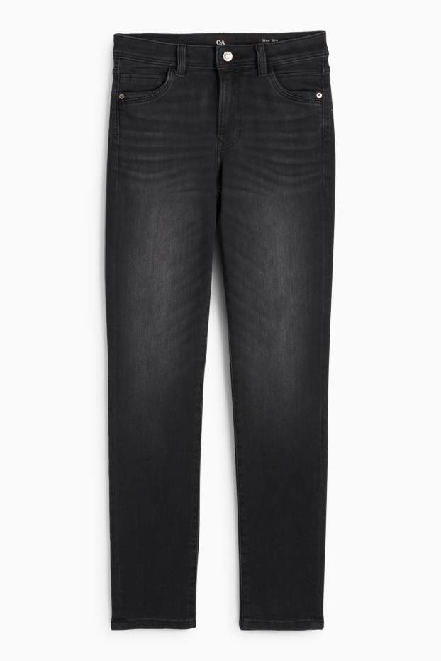 Femei - Slim jeans - talie medie - jog denim - denim-gri închis