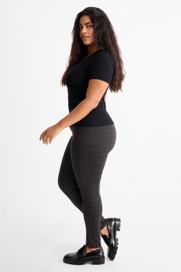 Women - Leggings - check - dark gray
