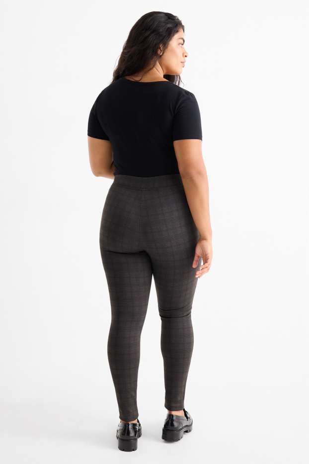 Women - Leggings - check - dark gray
