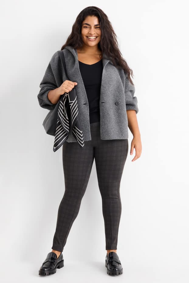 Women - Leggings - check - dark gray