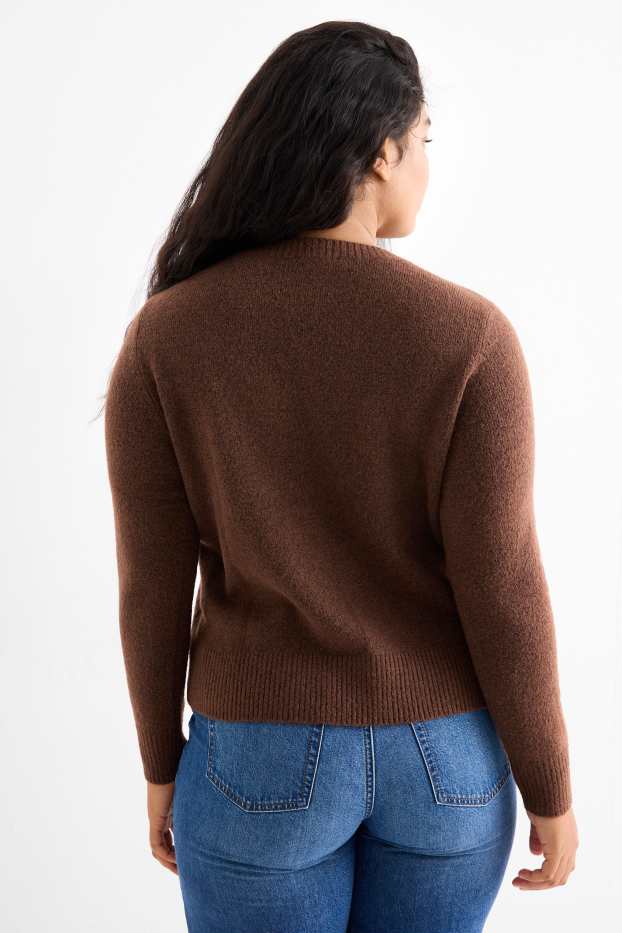 Donna - Maglione in maglia fine - marrone scuro