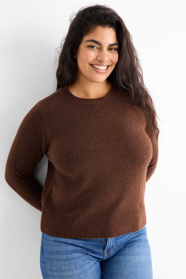 Donna - Maglione in maglia fine - marrone scuro