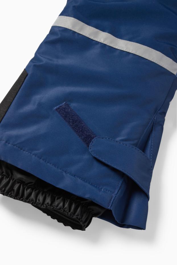 Kinderen: jongens - Skipak met capuchon - waterdicht - met patroon - blauw