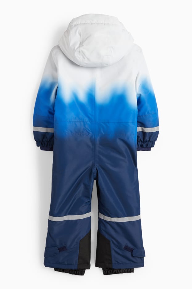 Kinderen: jongens - Skipak met capuchon - waterdicht - met patroon - blauw