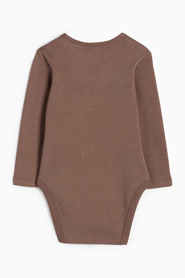 Unisexe - Loup et chouette - body bébé - marron foncé