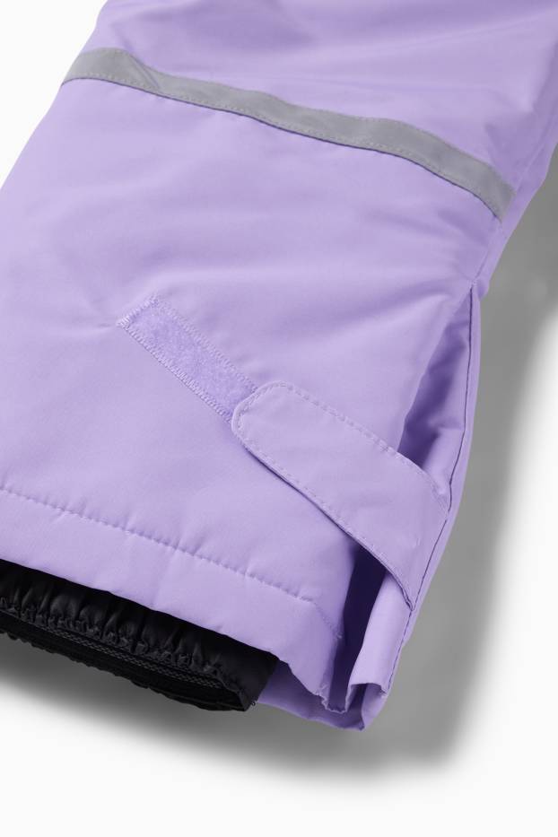 Bambine - Tuta da sci con cappuccio - impermeabile - fantasia - fucsia fluorescente