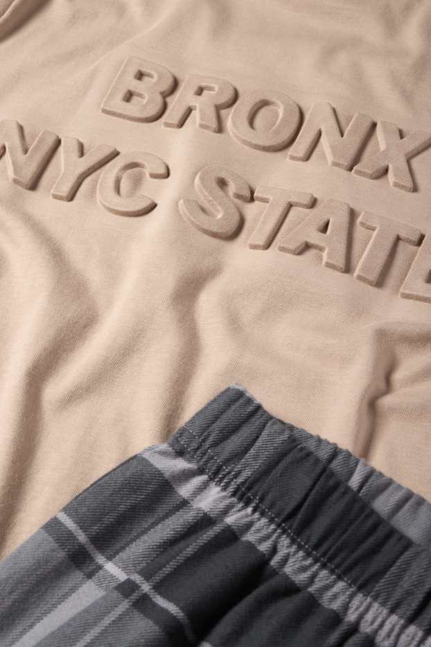 Bambini - NYC - pigiama con pantaloni in flanella - 2 pezzi - beige