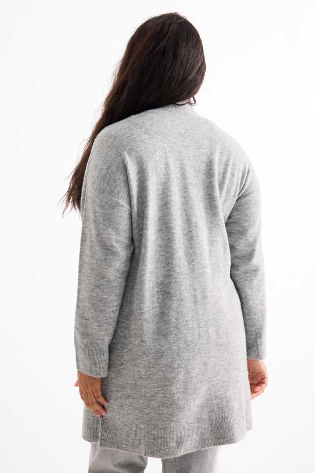 Femmes - Long gilet en maille - gris