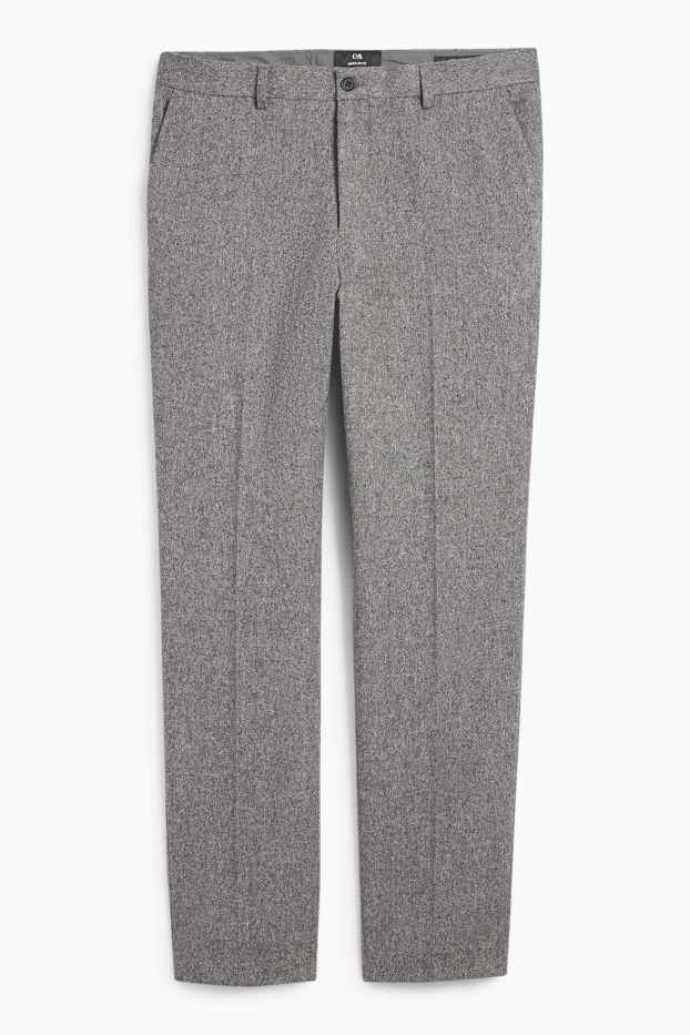 Hommes - Pantalon de costume - regular fit - extensible - finition texturée - gris