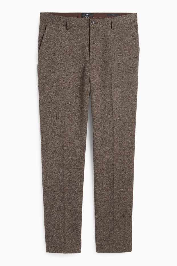 Heren - Broek uit het combi-systeem - regular fit - stretch - met structuur - bruin