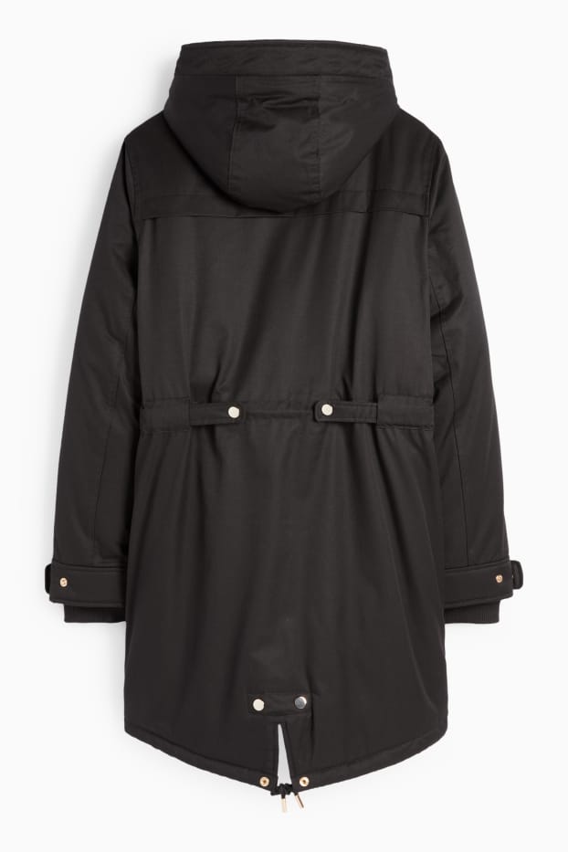 Dámské - Parka s kapucí - s výplní - černá
