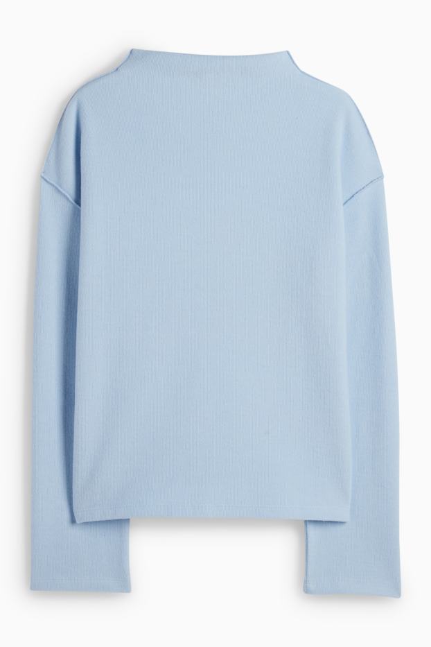 Damen - Sweatshirt - gerippt - hellblau