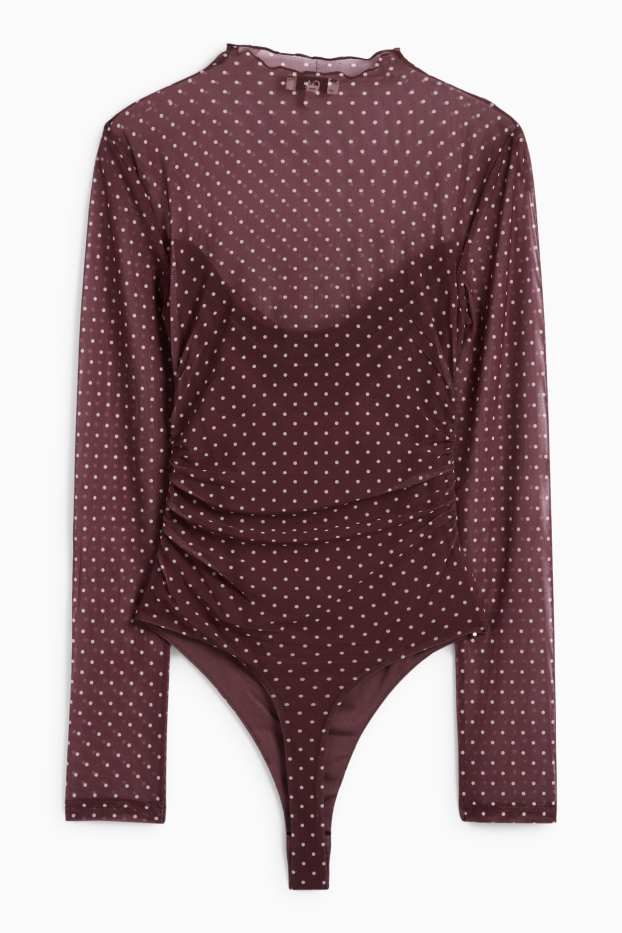 Donna - Body - in rete - a pois - rosso scuro