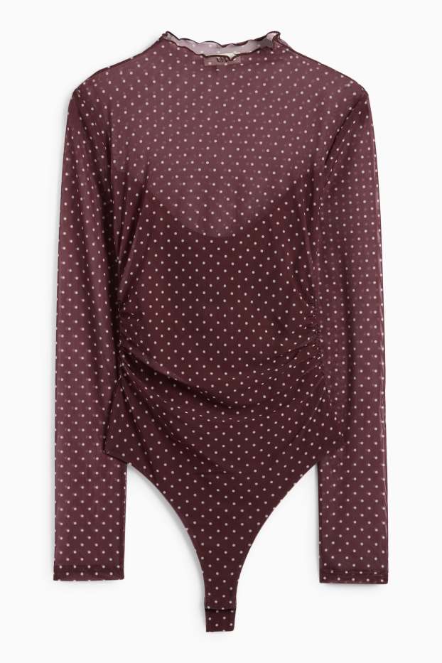 Donna - Body - in rete - a pois - rosso scuro