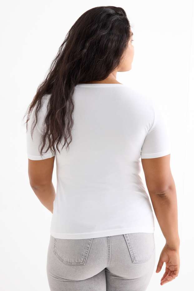 Dámské - Multipack 3 ks - tričko basic - slim fit - bílá