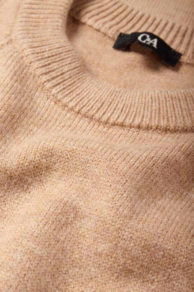 Dames - Gebreide jurk - straight fit - beige