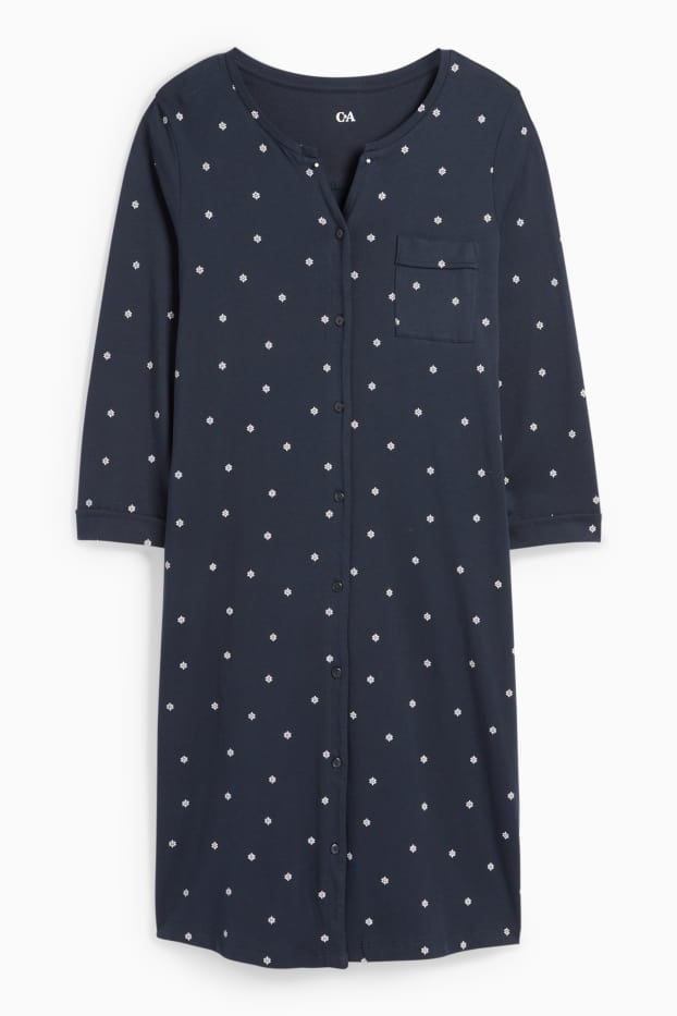 Women - Nightdress - polka dot - dark blue