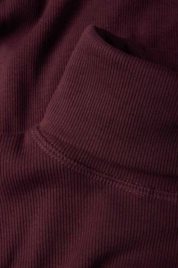 Damen - Rollkragenshirt - gerippt - bordeaux