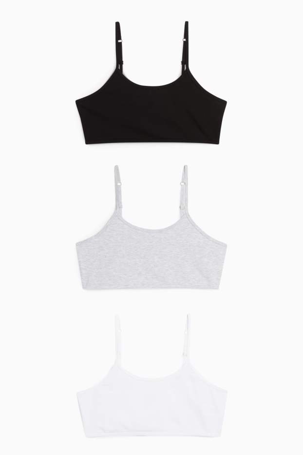 Děti - dívky - Multipack 3 ks - sportovní podprsenka - bílá/černá