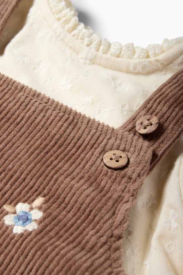 Baby Mädchen - Blümchen - Baby-Outfit - 2 teilig - braun