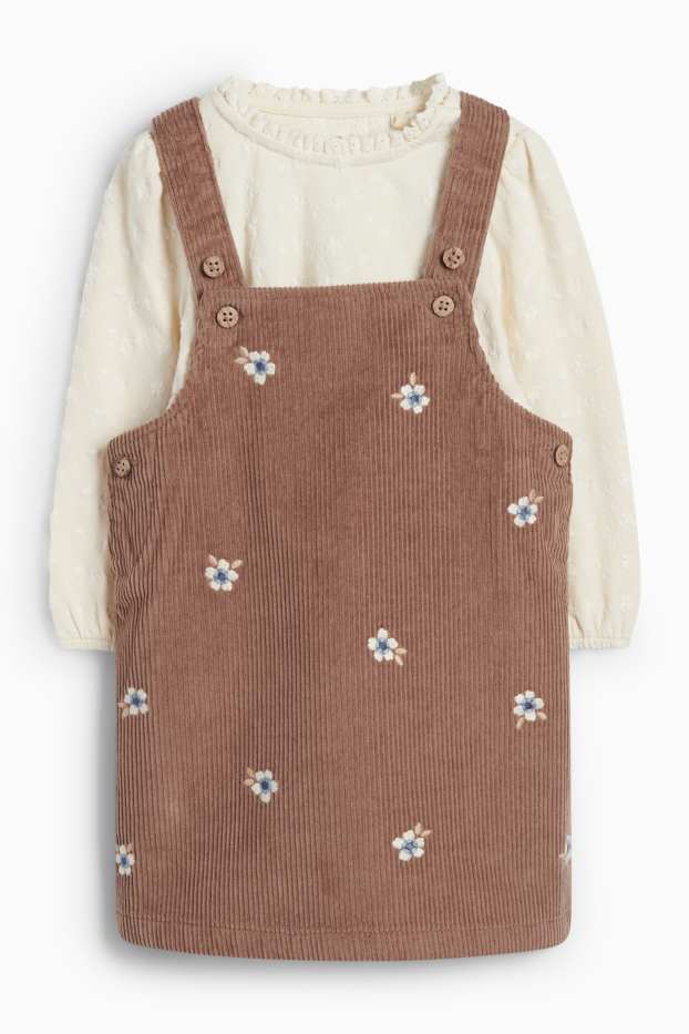 Baby Mädchen - Blümchen - Baby-Outfit - 2 teilig - braun