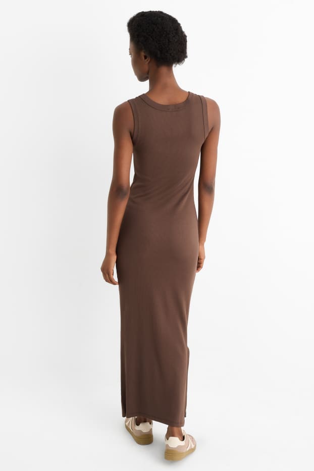 Donna - Vestito bodycon - a coste - marrone