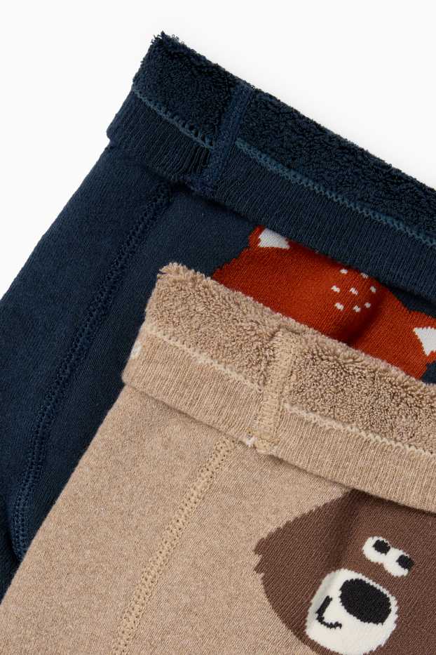 Unisex - Multipack 2er - Fuchs - Baby-Thermo-Anti-Rutsch-Strumpfhose - dunkelblau
