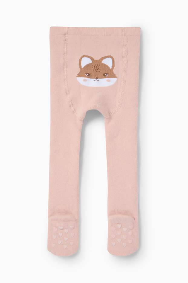 Bébés filles - Renards - collants chauds antidérapants pour bébé - rose