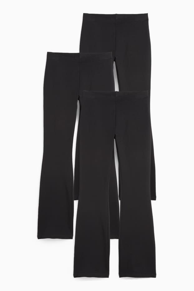 Bambine - Confezione da 3 - leggings termici svasati - nero