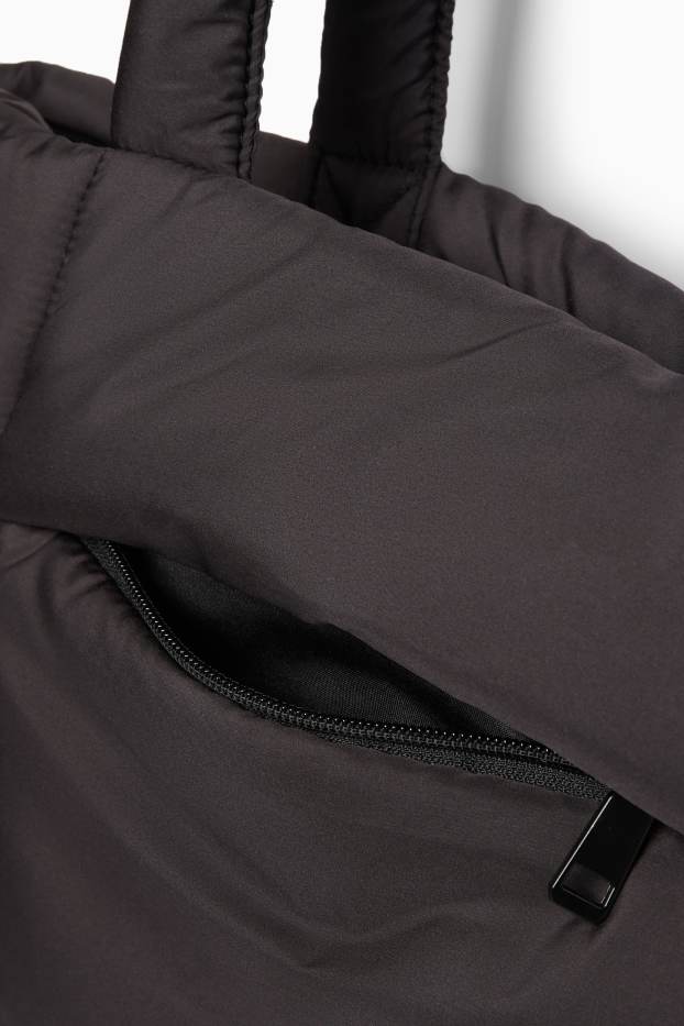 Donna - Shopper grande trapuntata con spallaccio removibile - nero