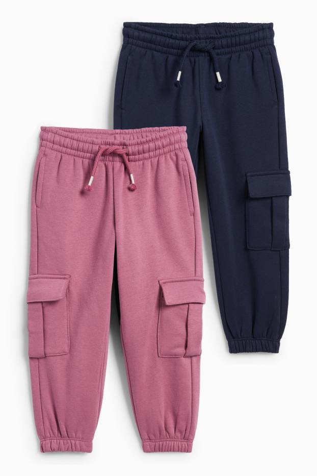 Kinderen: meisjes - Set van 2 - cargojoggingbroek - paars
