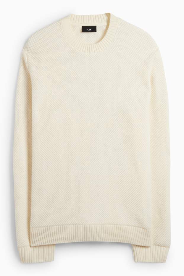 Herren - Pullover - strukturiert - cremefarben