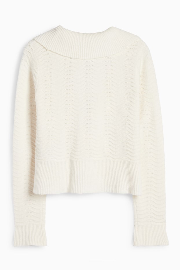 Femmes - Gilet en maille - finition texturée - blanc crème