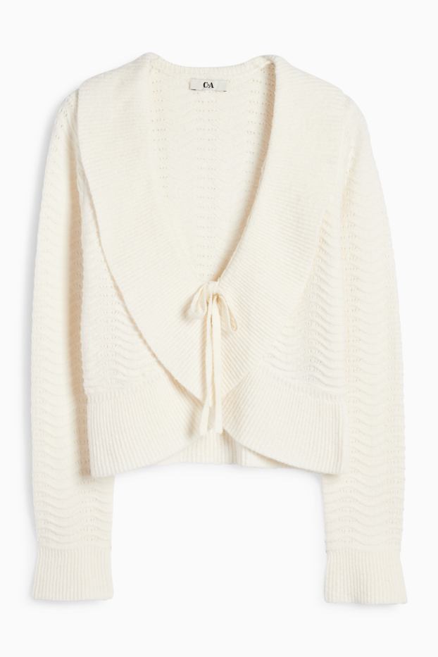 Femmes - Gilet en maille - finition texturée - blanc crème