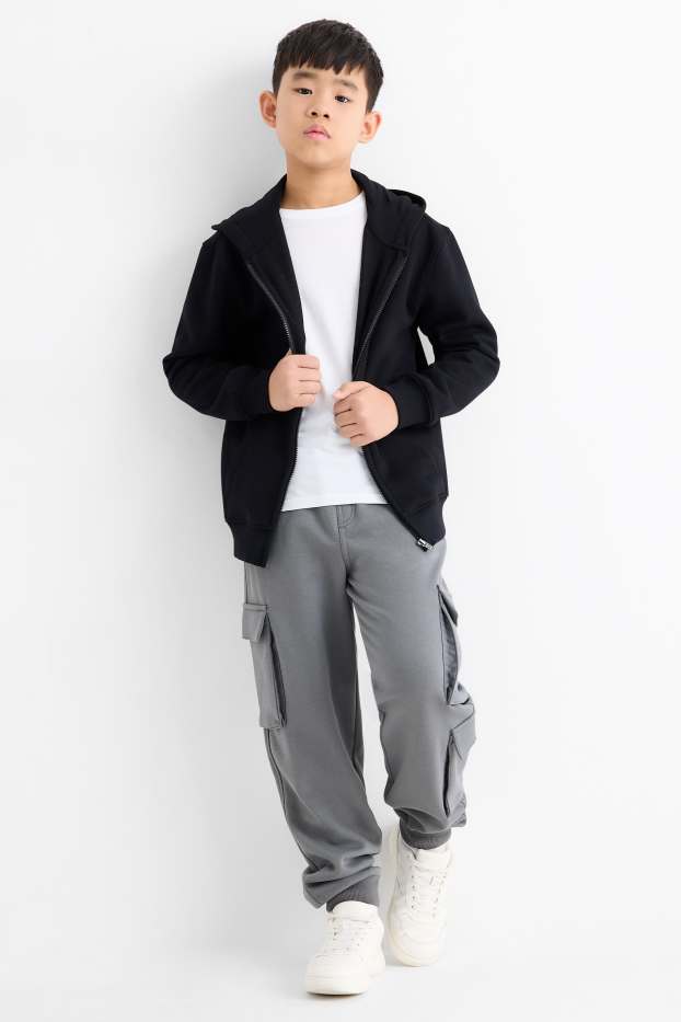 Kinderen: jongens - Set van 2 - joggingbroek - grijs / zwart